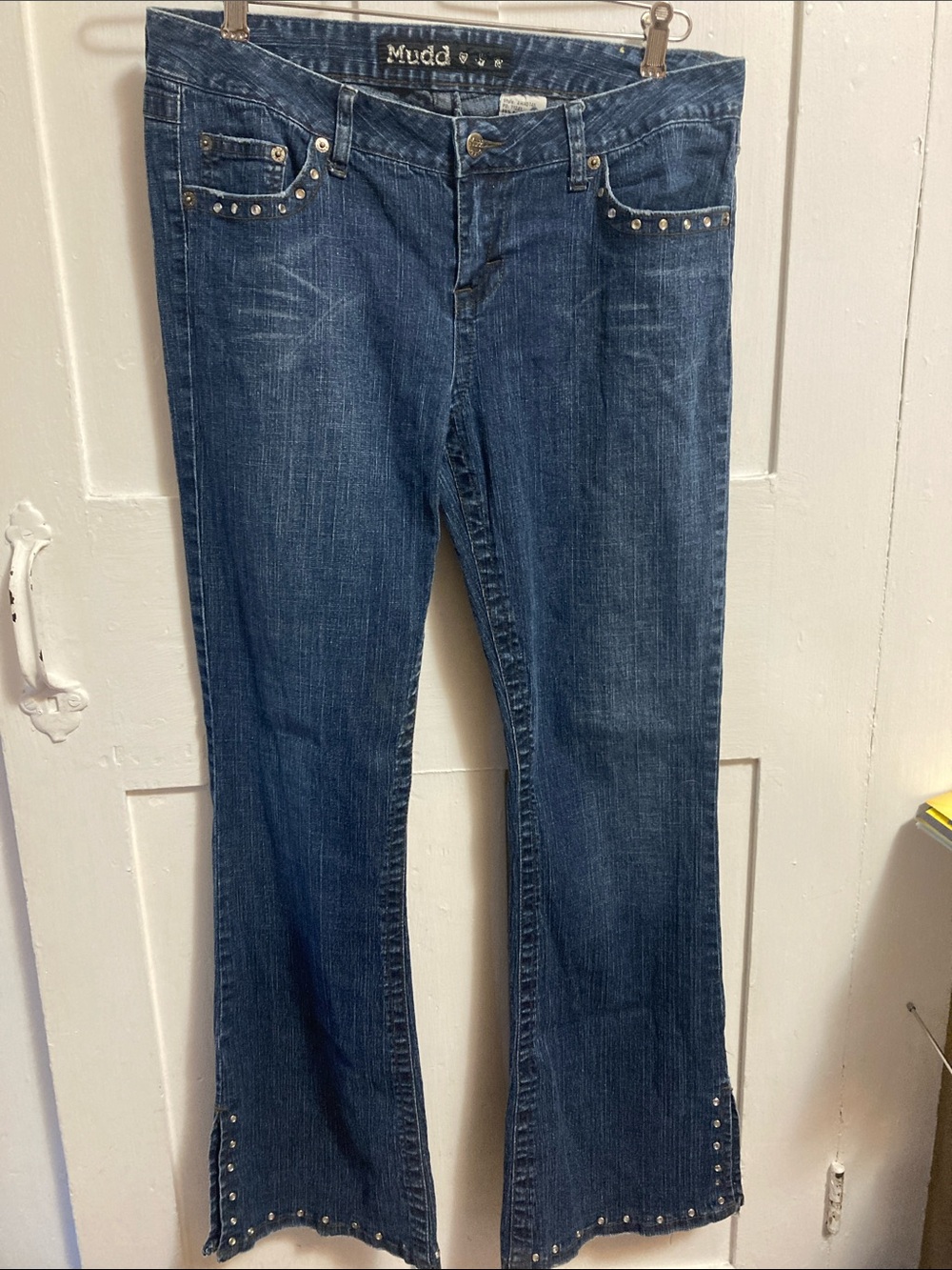 Mudd y2K Dark Indigo Studded Flare Jeans
